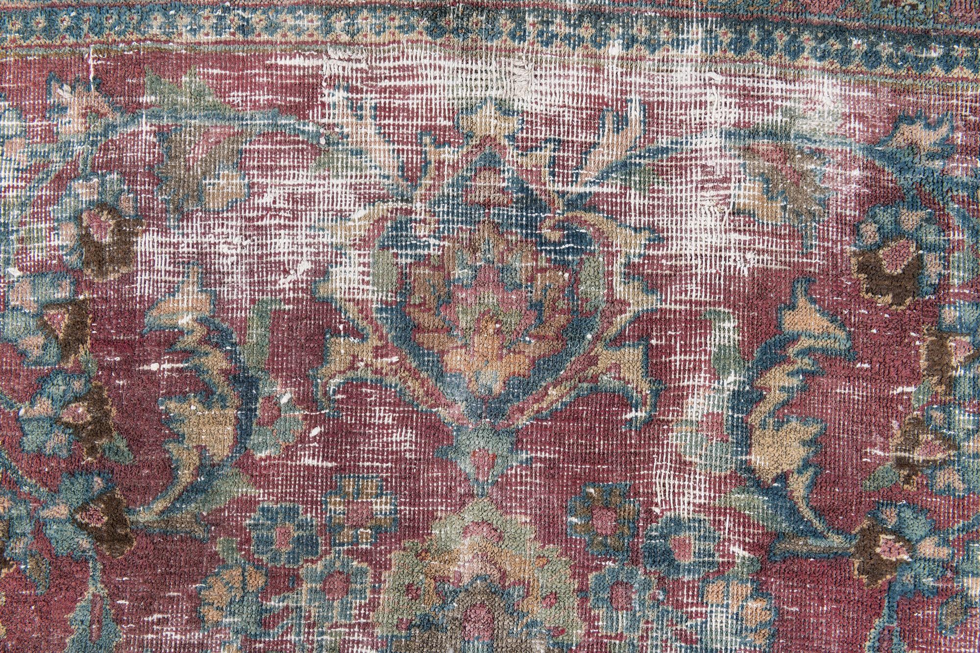 9' 5 x 9' 9 Hand Knotted Ultra Vintage Persian Wool Square Rug