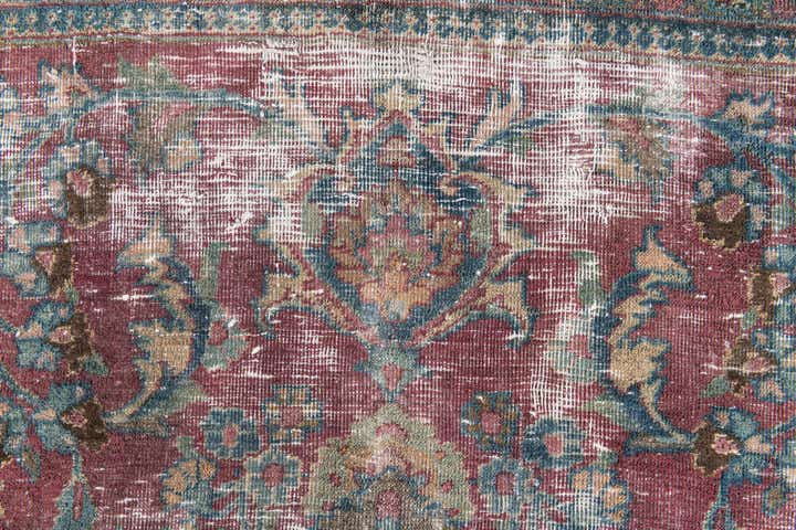 9' 5 x 9' 9 Hand Knotted Ultra Vintage Persian Wool Square Rug