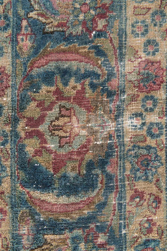 9' 5 x 9' 9 Hand Knotted Ultra Vintage Persian Wool Square Rug