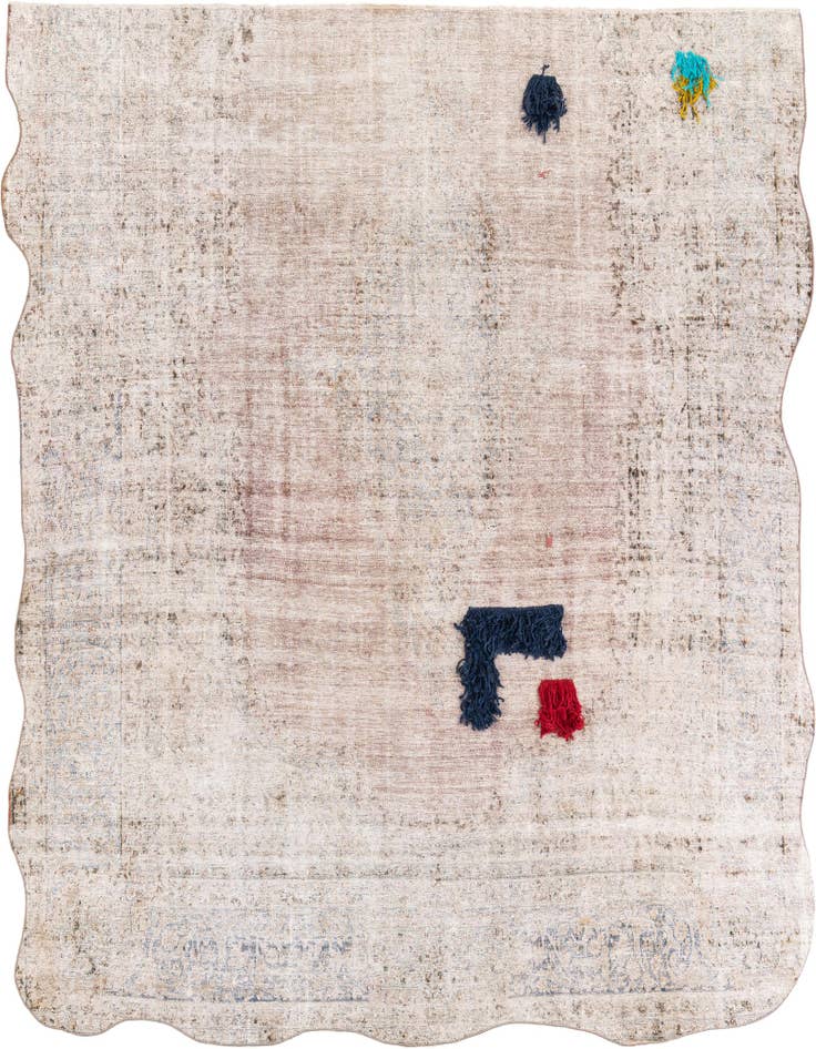 Detail image of 8' 10 x 9' 6 Hand Knotted Ultra Vintage Persian Wool Square Rug