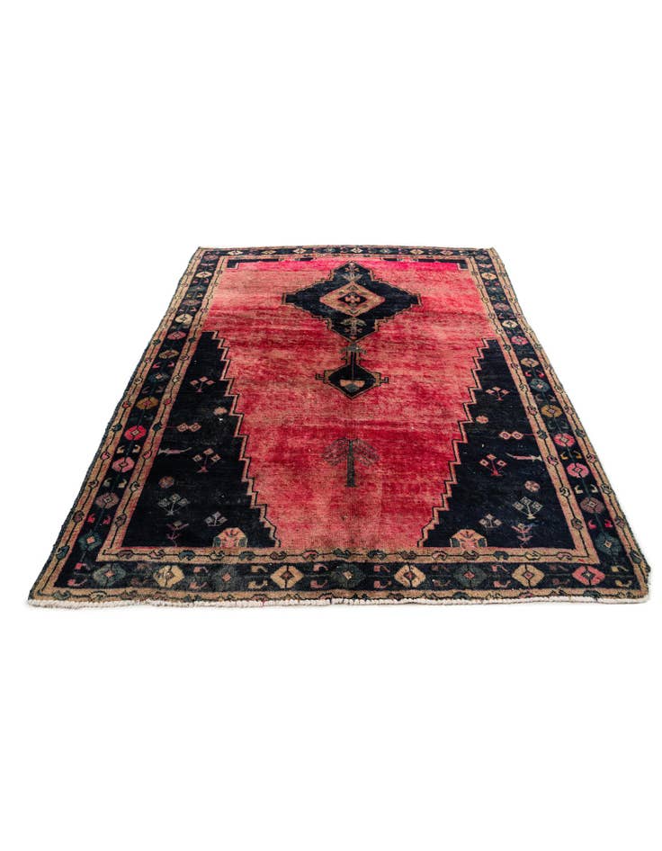 Detail image of 5' 1 x 6'  Hand Knotted Ultra Vintage Persian Wool Square Rug