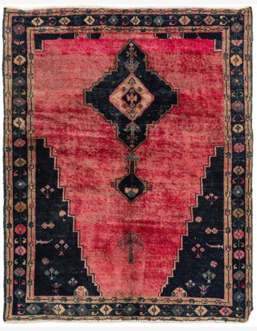5' 1 x 6' Hand Knotted Ultra Vintage Persian Wool Square Rug