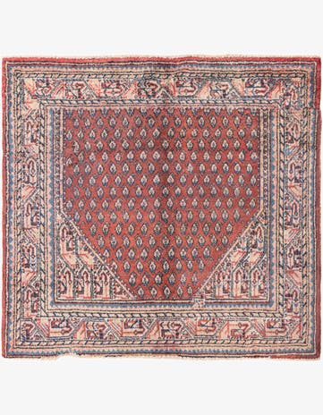 4' 3 x 4' 6 Hand Knotted Ultra Vintage Persian Wool Square Rug