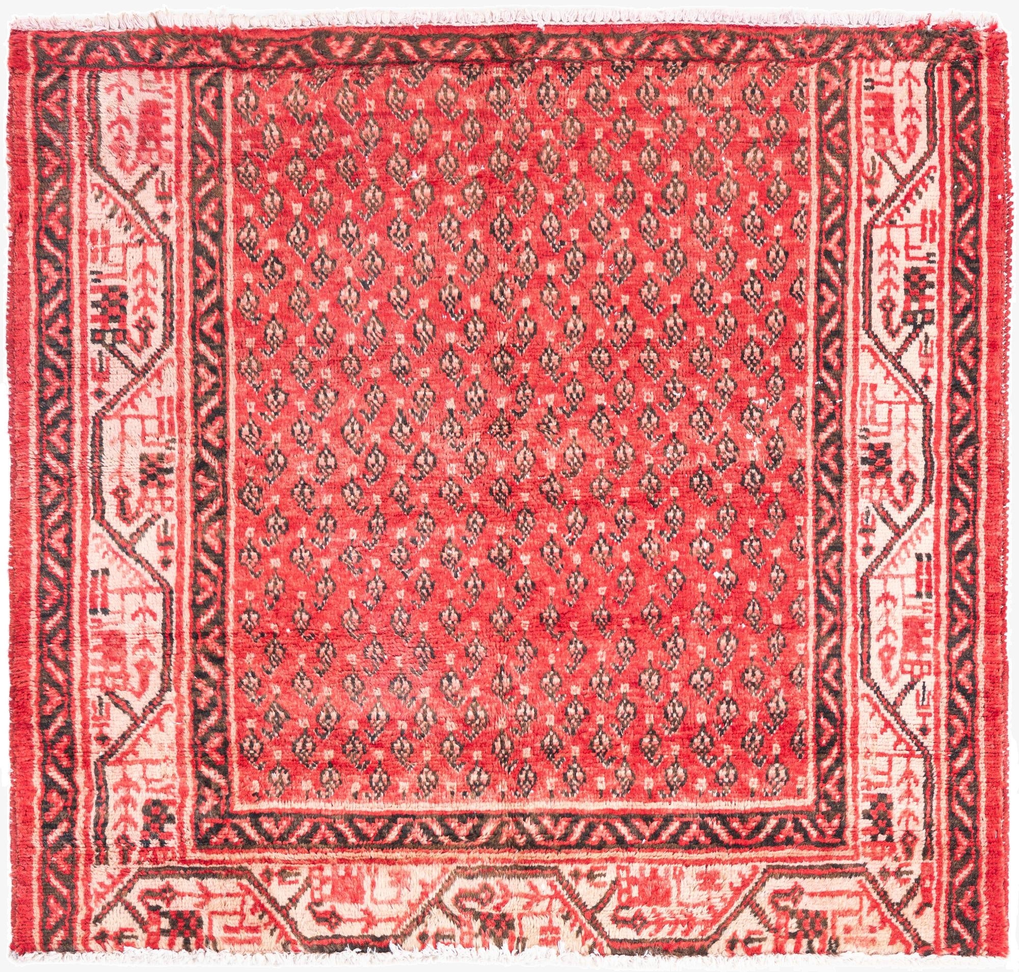 3' 5 x 3' 7  Hand Knotted Ultra Vintage Persian Wool Square Rug