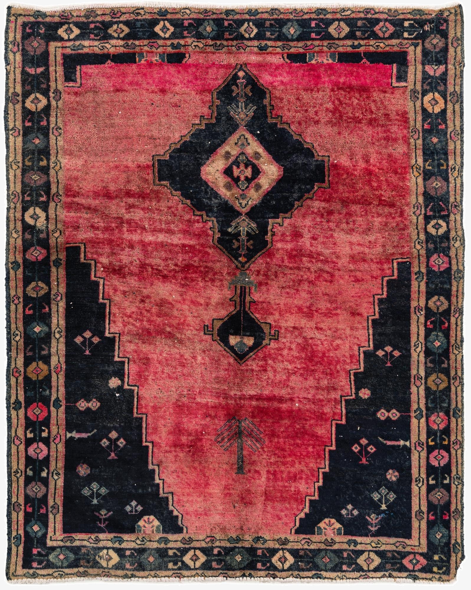 5' 1 x 6'  Hand Knotted Ultra Vintage Persian Wool Square Rug