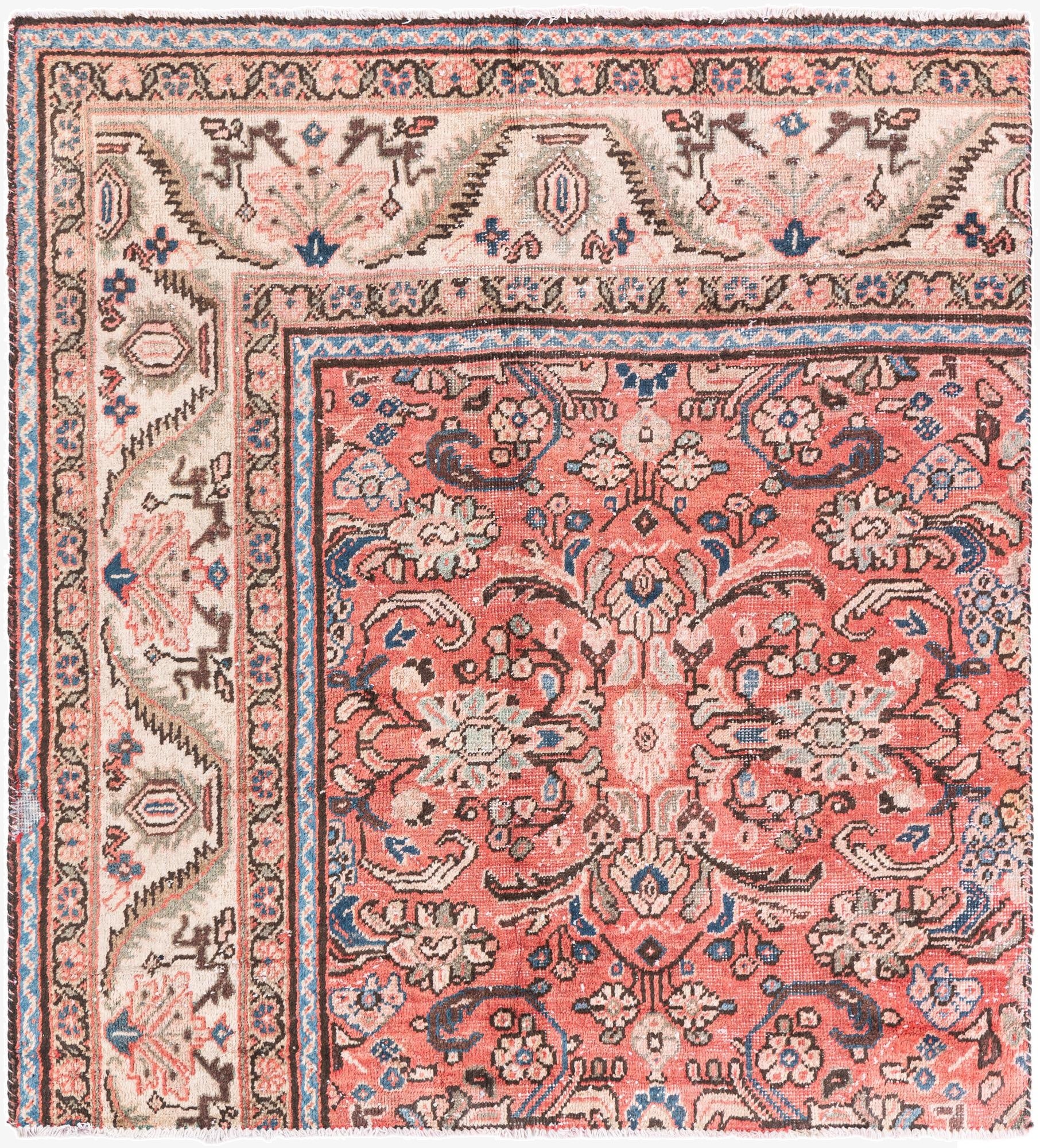 5' 2 x 5' 9  Hand Knotted Ultra Vintage Persian Wool Square Rug