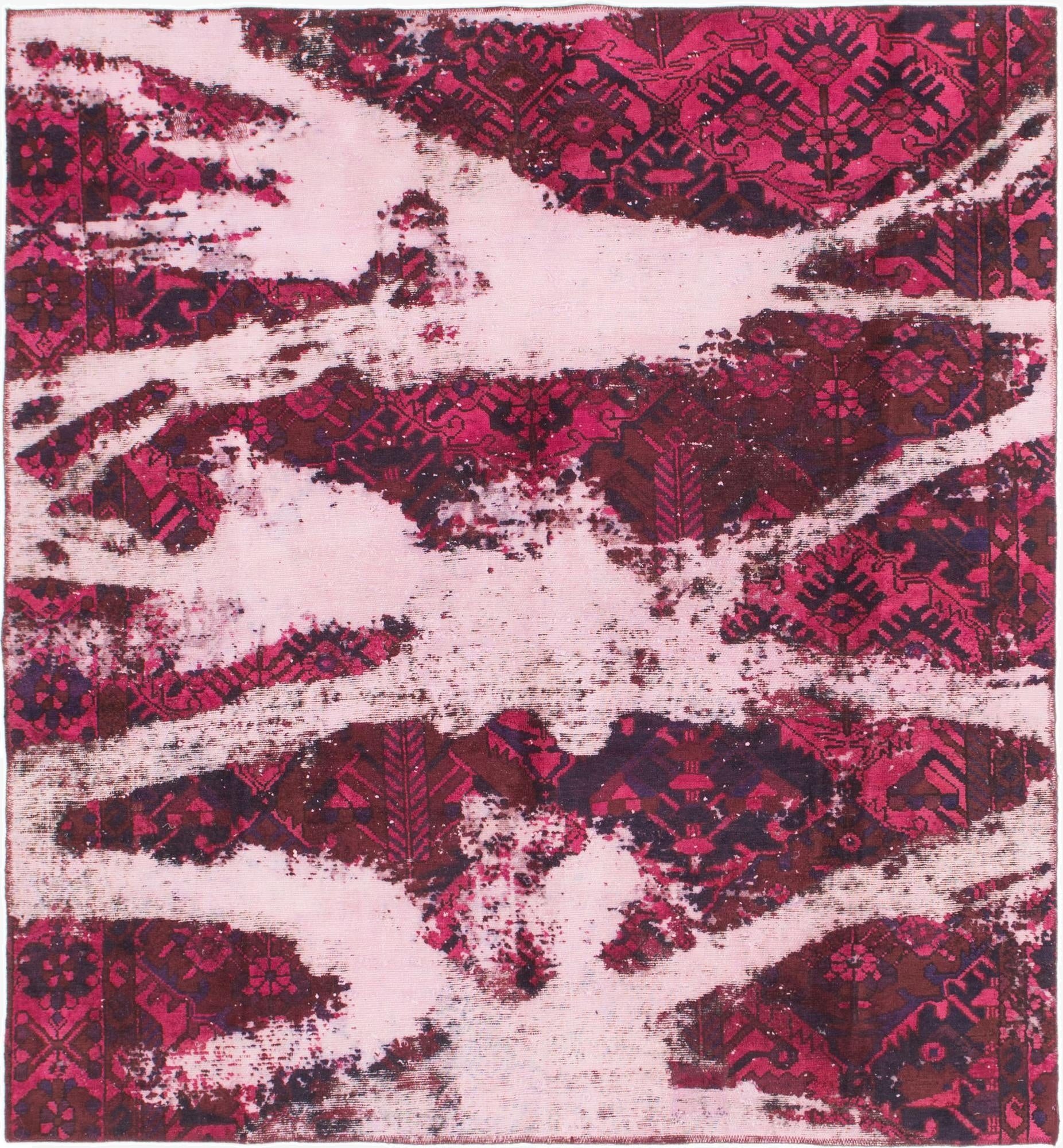 6' 5 x 6' 10  Hand Knotted Ultra Vintage Persian Wool Square Rug