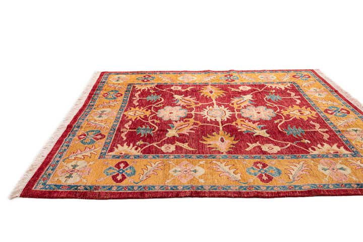 6' 1 x 6' 6 Hand Knotted Ziegler Wool Square Rug