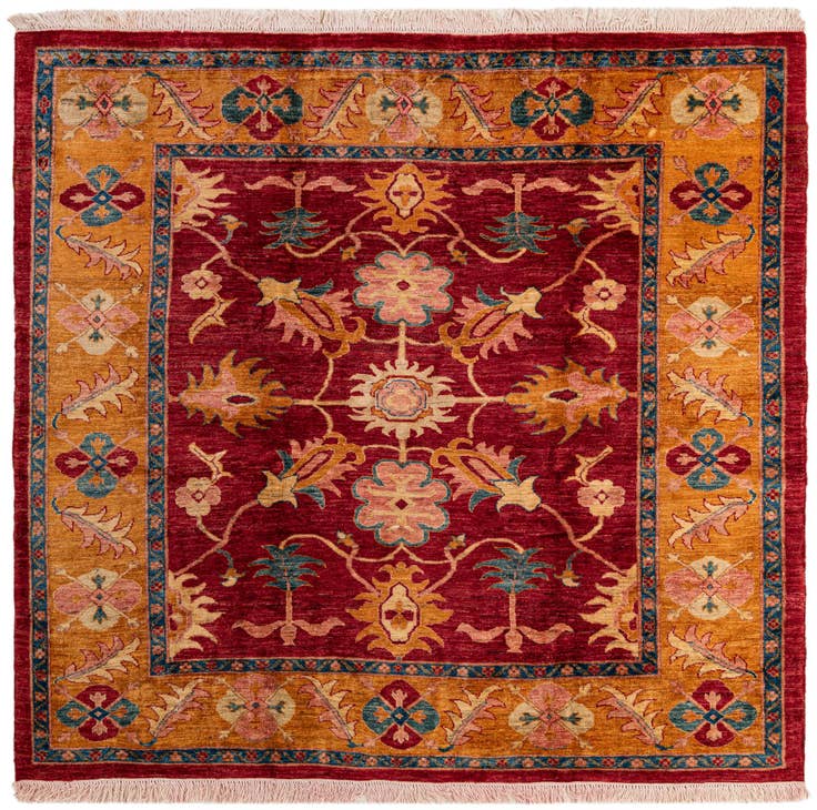 Detail image of 6' 1 x 6' 6 Hand Knotted Ziegler Wool Square Rug