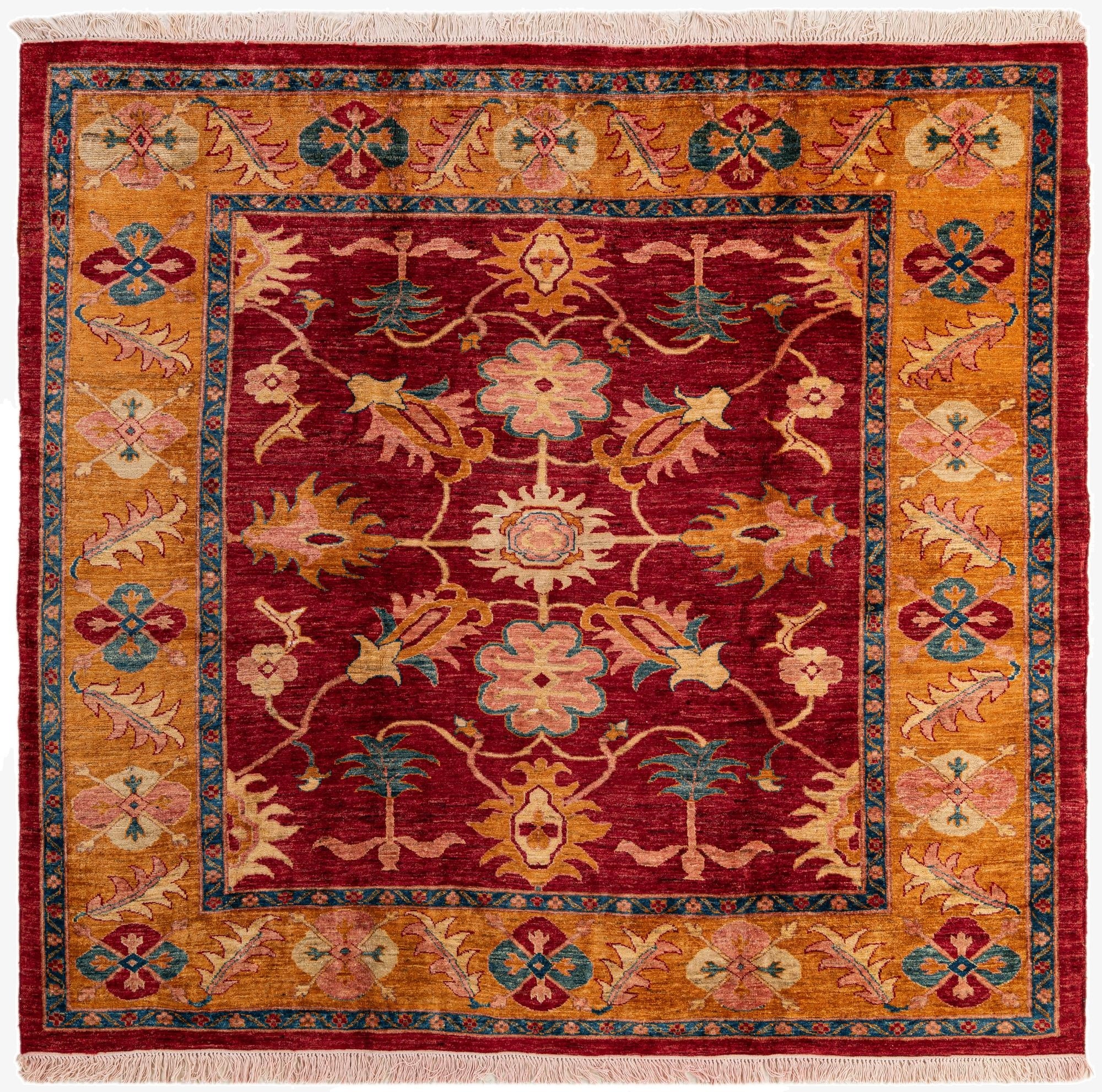 6' 1 x 6' 6  Hand Knotted Ziegler Wool Square Rug
