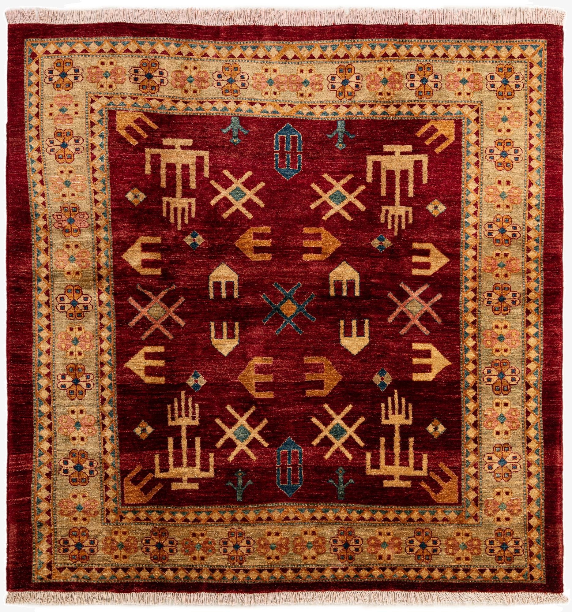 188cm x 190cm  Hand Knotted Ziegler Wool Square Rug