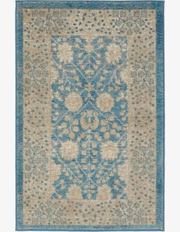 2' x 3' Redmond · Floral trellis rug, blue and beige