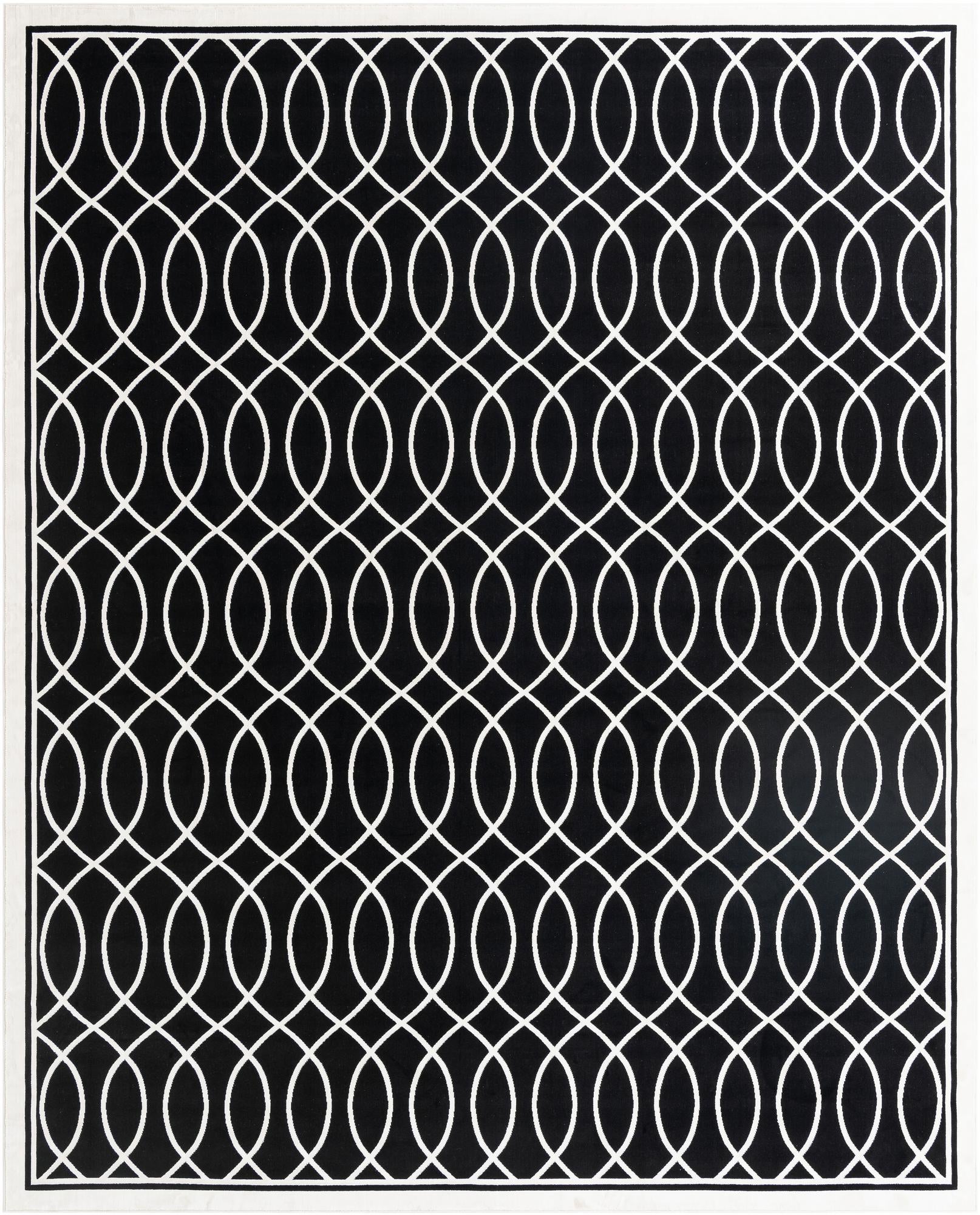 9' 10 x 12' Richfield · Lattice rug, black and white