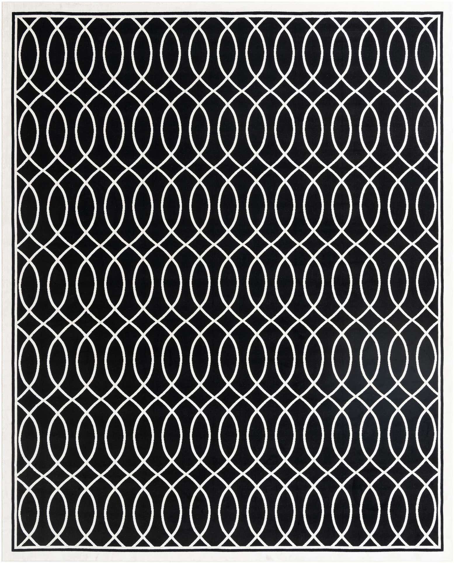 9' 10 x 12' Richfield · Lattice rug, black and white