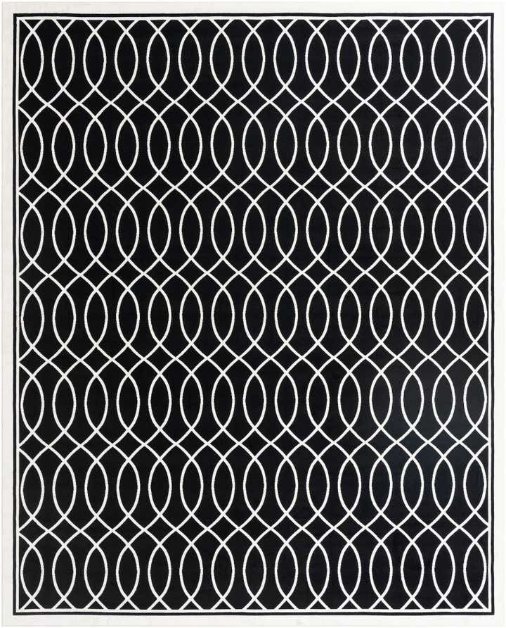 9' 10 x 12' Richfield · Lattice rug, black and white