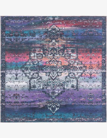 Rideout · Medallion Washable Rug, multi blue and violet