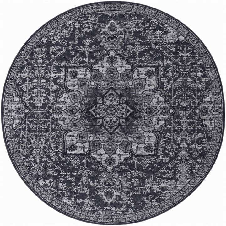 10' 6 x 10' 6 Rideout · Distressed medallion rug, charcoal and gray