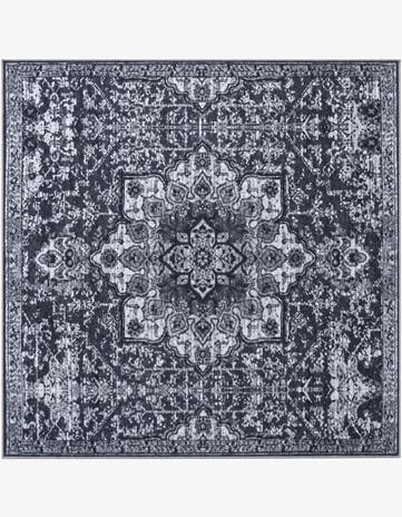 6' x 6' Rideout · Distressed medallion rug, charcoal and gray