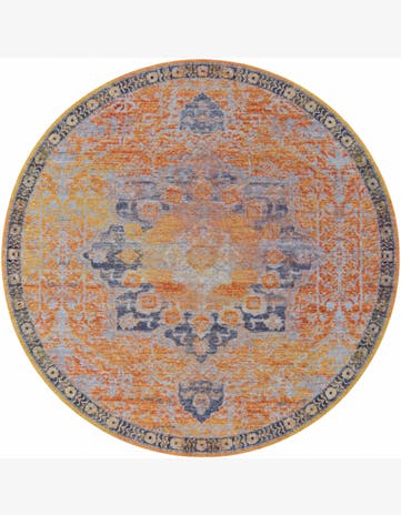 10' 6 x 10' 6 Rideout · Distressed medallion rug, yellow and slate