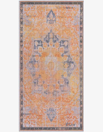 2' x 4' Rideout · Distressed medallion rug, yellow and slate