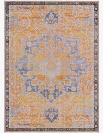 5' x 7' Rideout · Distressed medallion rug, yellow and slate