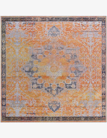 Rideout · Distressed medallion rug, yellow and slate
