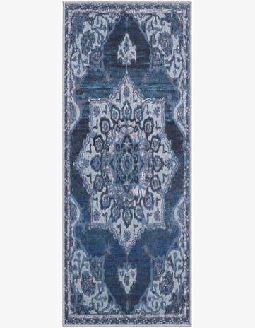 2' x 5' Rideout · Medallion rug, navy and light blue