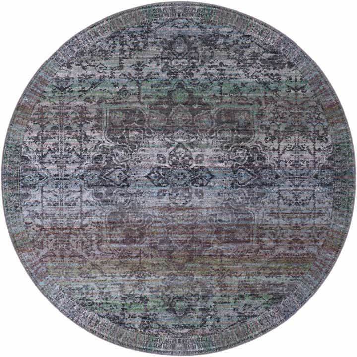 10' 6 x 10' 6 Rideout · Distressed medallion rug, blue and purple