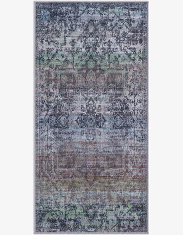 2' x 4' Rideout · Distressed medallion rug, blue and purple