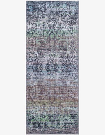 2' x 5' Rideout · Distressed medallion rug, blue and purple