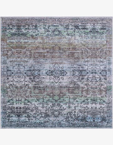 6' x 6' Rideout · Distressed medallion rug, blue and purple