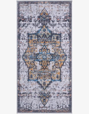 2' x 4' Rideout · Medallion rug, white and blue