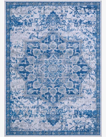 5' x 7' Rideout · Distressed medallion rug, blue and gray