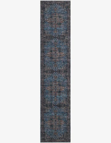 Roarke · Distressed medallion rug, blue and rust