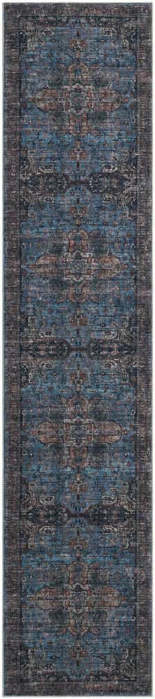 2' 7 x 12' Roarke · Distressed medallion rug, blue and rust