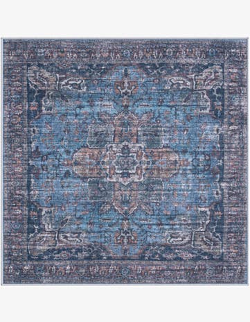 Roarke · Distressed medallion rug, blue and rust