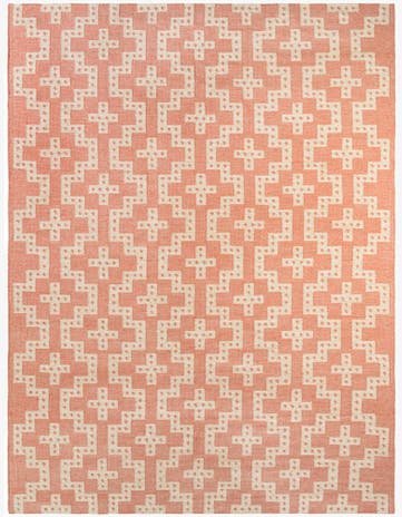 Rose and White Hand Woven Kilim Wool Rug