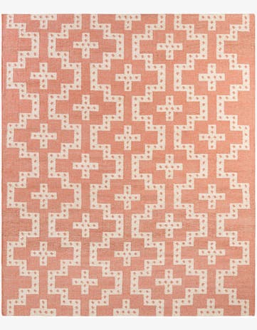 Rose and White Hand Woven Kilim Wool Rug