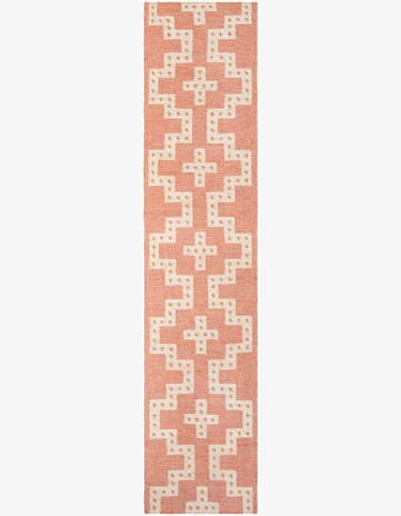 Rose and White Hand Woven Kilim Wool Runner Rug