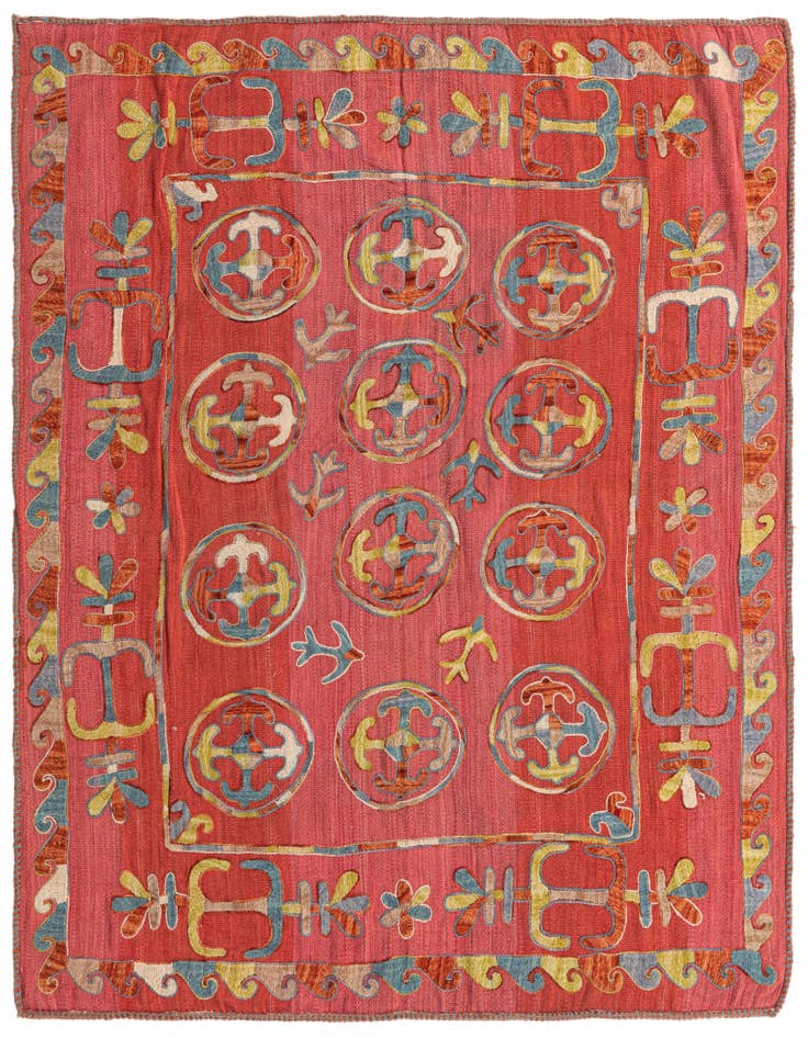 Detail image of 5' 7 x 6' 6 Hand Woven Kilim Suzani Wool Rug