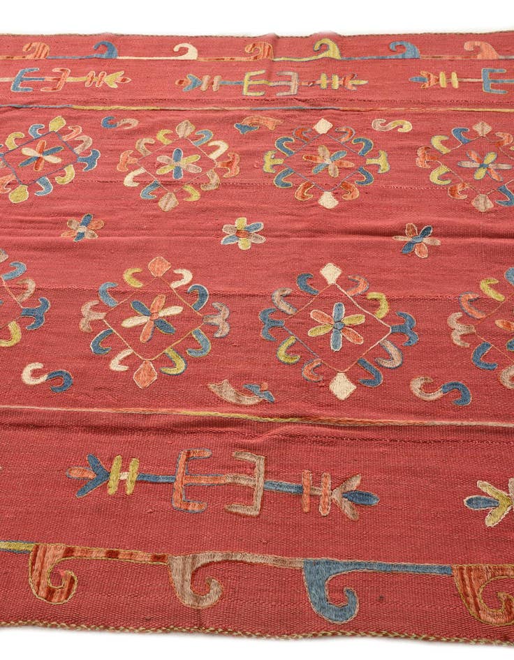 Detail image of 5' 8 x 7' 1 Hand Woven Kilim Suzani Wool Rug