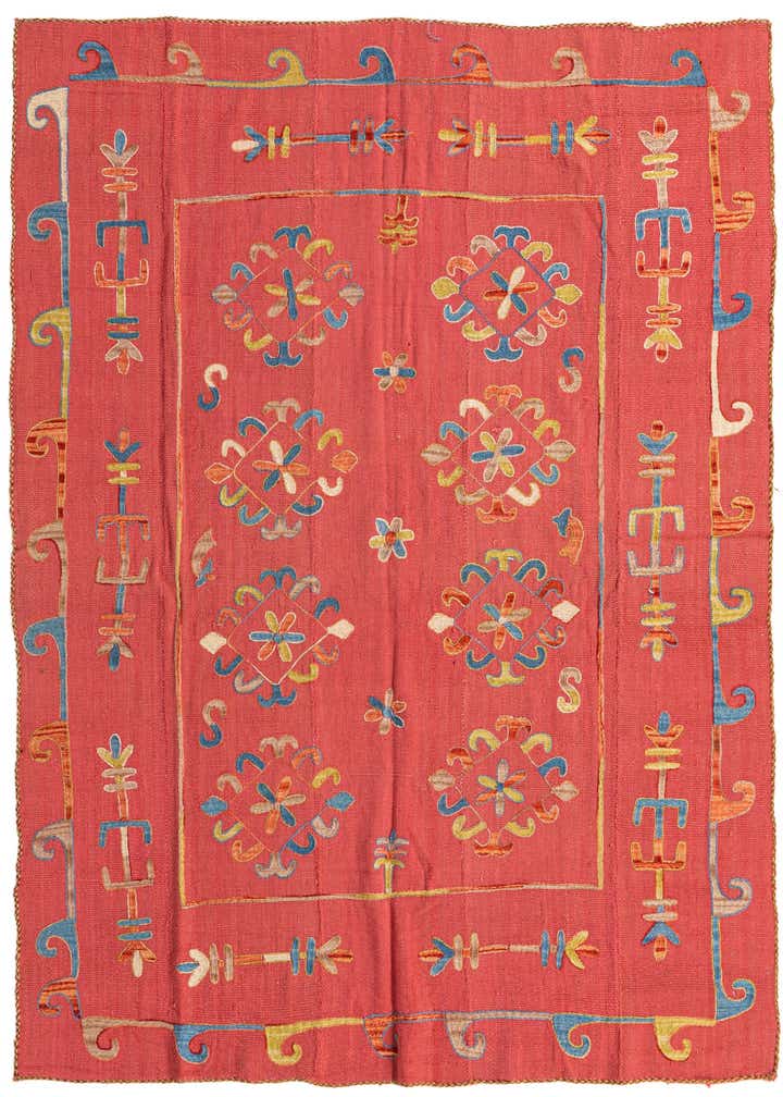 5' 8 x 7' 1 Hand Woven Kilim Suzani Wool Rug