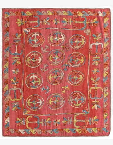 5' 7 x 6' 6 Hand Woven Kilim Suzani Wool Rug