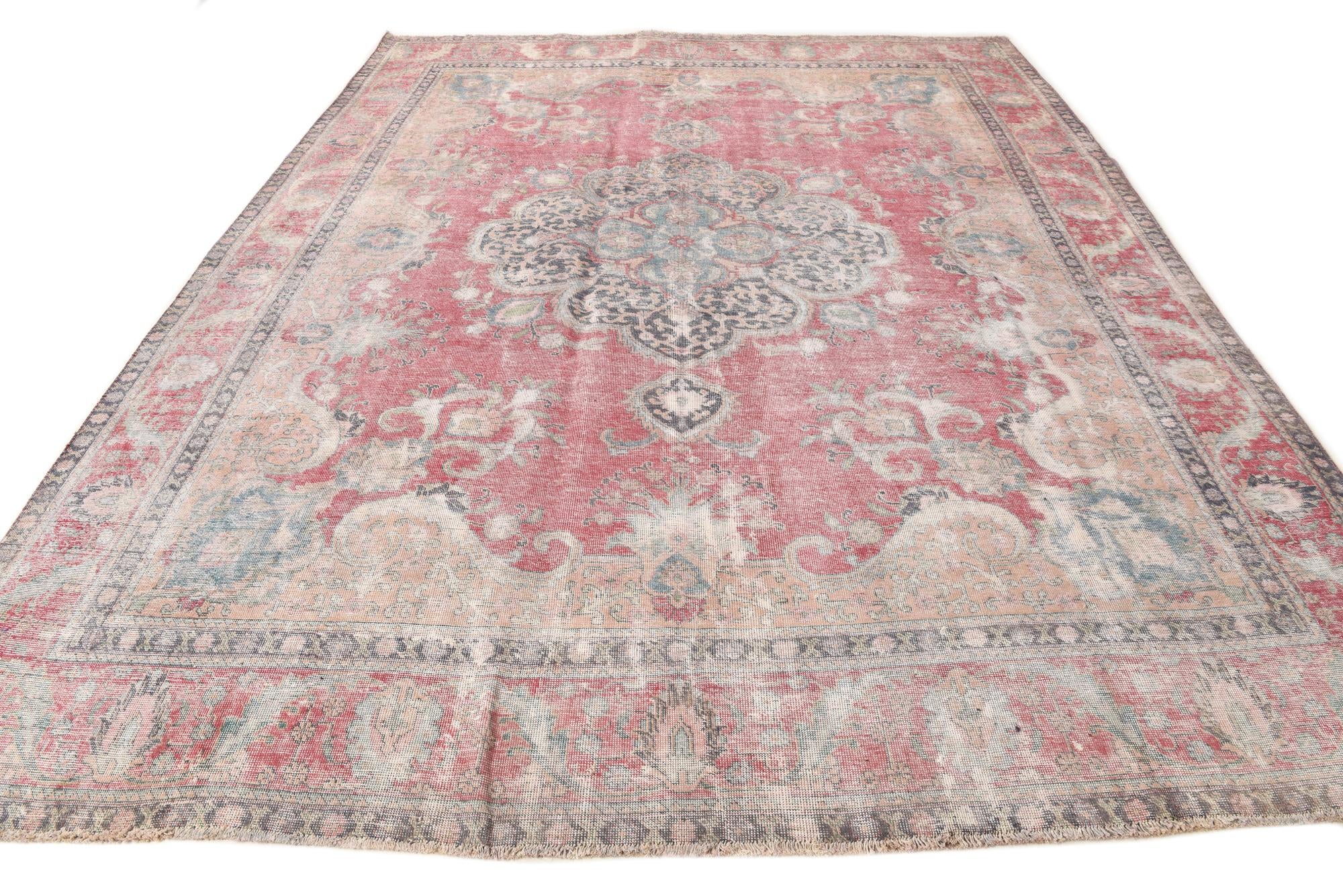 9' 9 x 12' 4 Hand Knotted Ultra Vintage Persian Wool Rug
