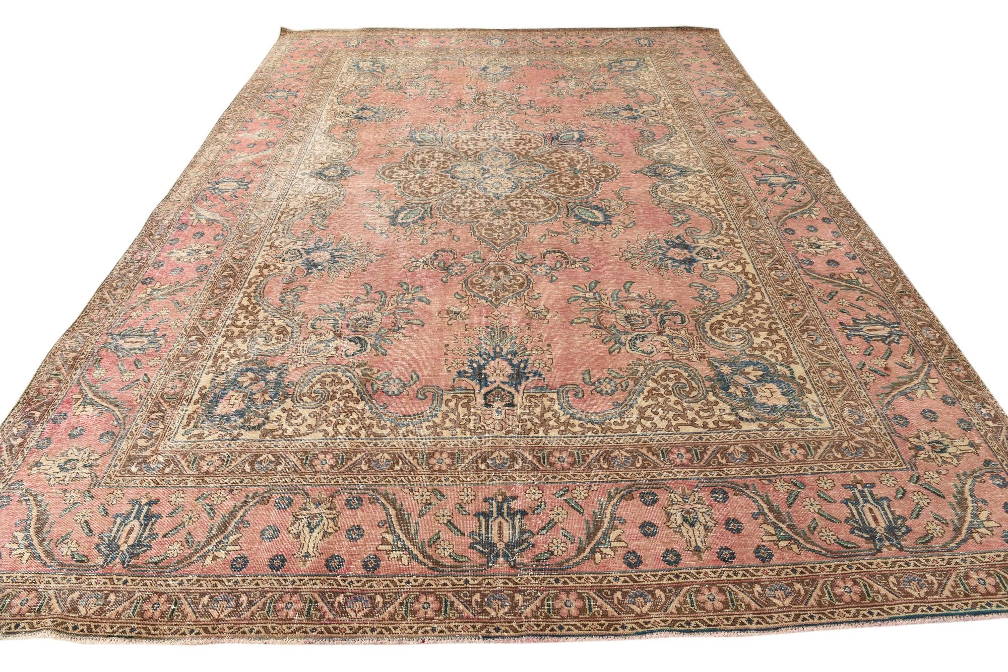 280cm x 385cm Hand Knotted Ultra Vintage Persian Wool Rug