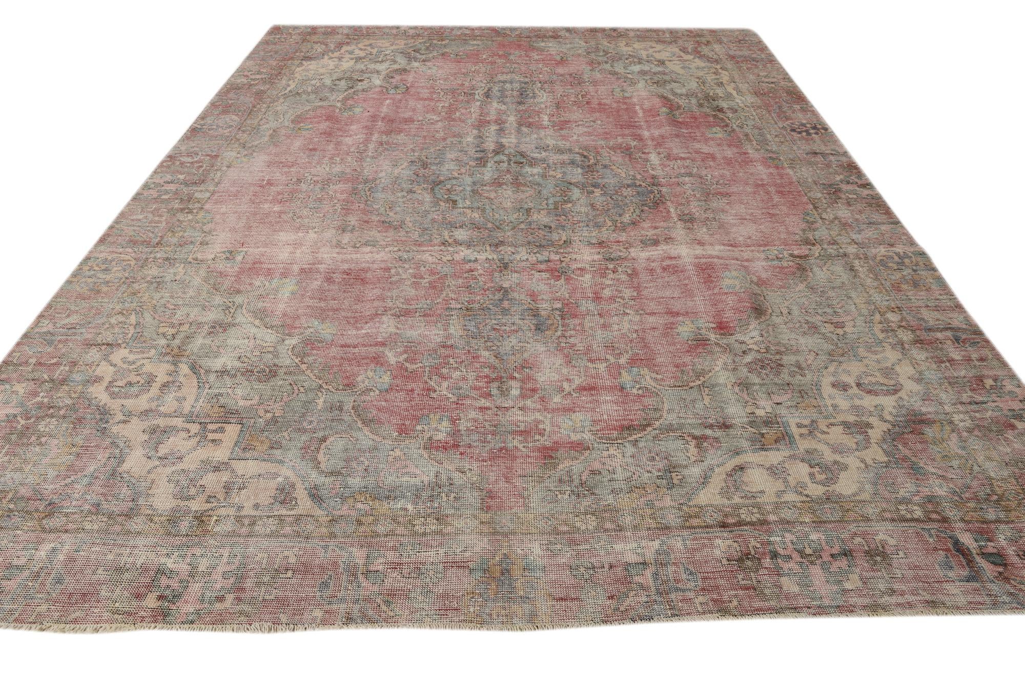 8' 7 x 12' 4 Hand Knotted Ultra Vintage Persian Wool Rug
