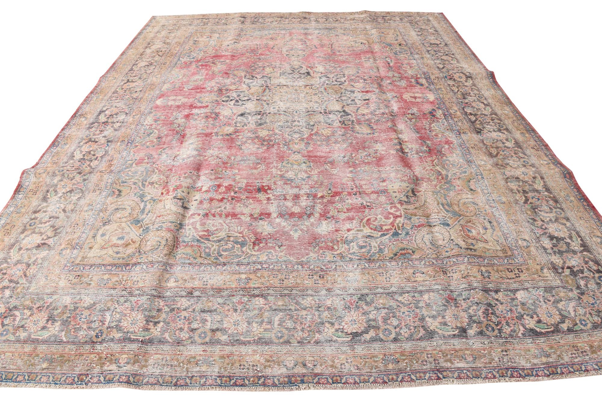 9' 9 x 12' 8 Hand Knotted Ultra Vintage Persian Wool Rug