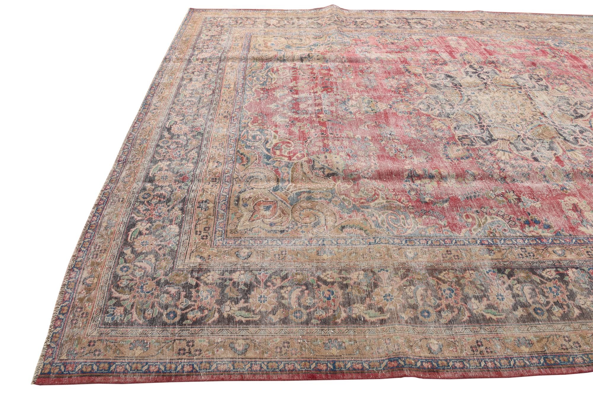 9' 9 x 12' 8 Hand Knotted Ultra Vintage Persian Wool Rug