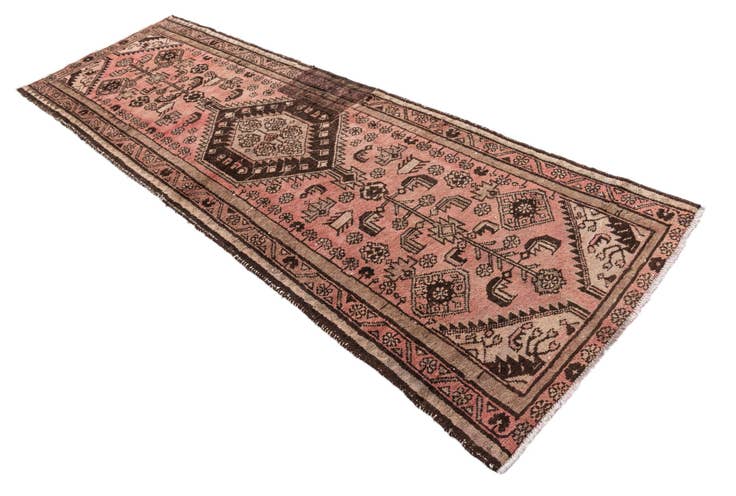 Detail image of 3' 2 x 9' 2 Hand Knotted Ultra Vintage Persian Wool Runner Rug