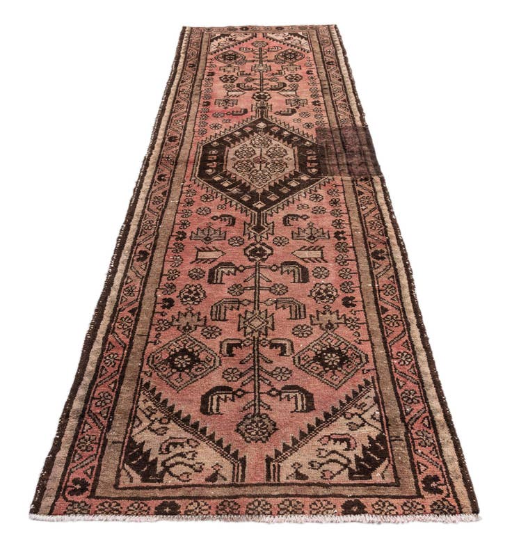 Detail image of 3' 2 x 9' 2 Hand Knotted Ultra Vintage Persian Wool Runner Rug